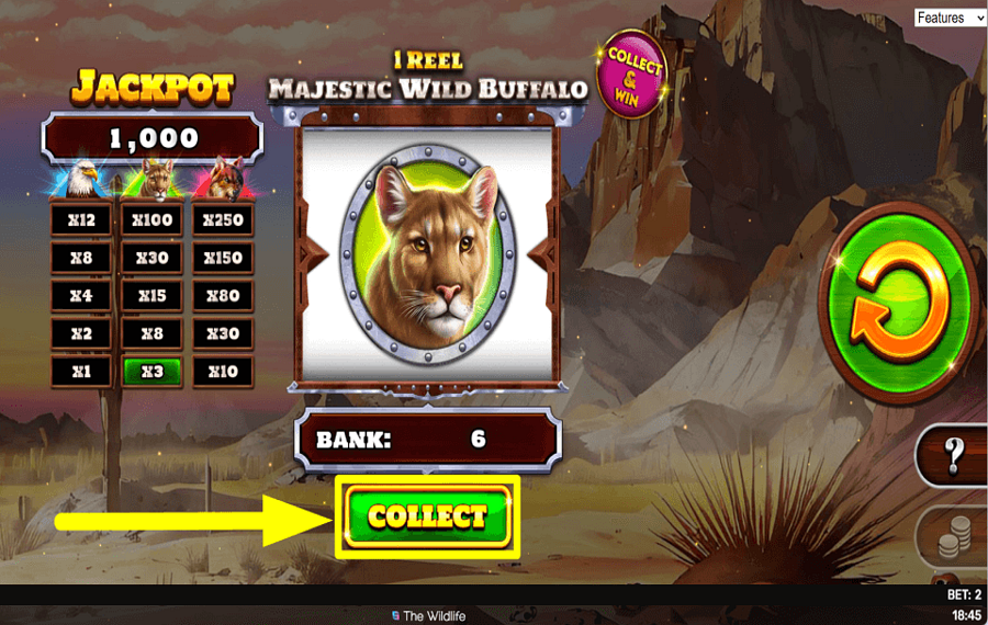 1 Reel Majestic Wild Buffalo Geben Sie sich mit dem Preis zufrieden.