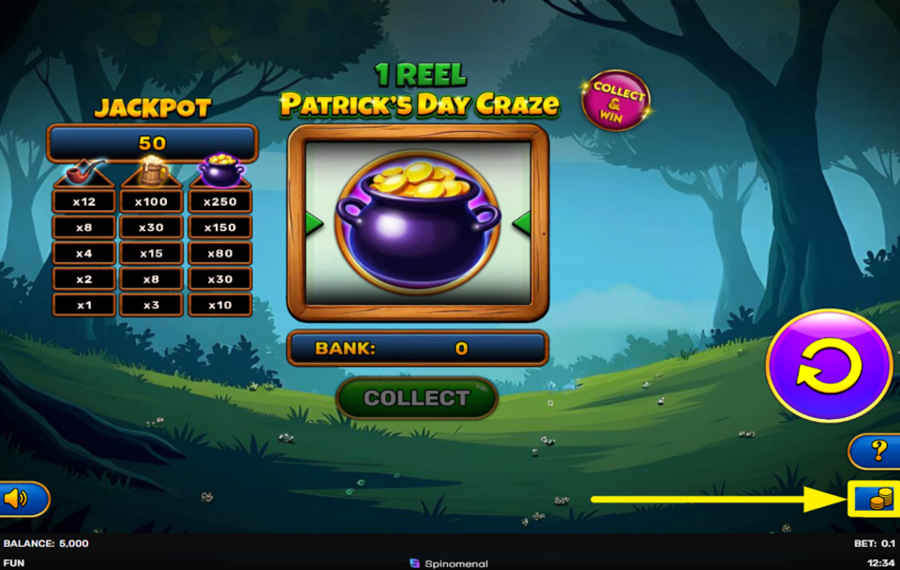 1 Reel Patricks Day Craze SELECT A BET AMOUNT.