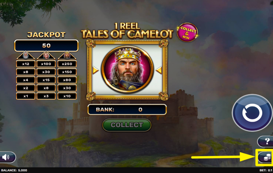 1 Reel Tales of Camelot WÄHLEN SIE EINEN EINSATZBETRAG.