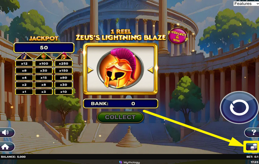 1 Reel Zeuss Lightning Blaze PLATZIEREN SIE IHRE WETTE.