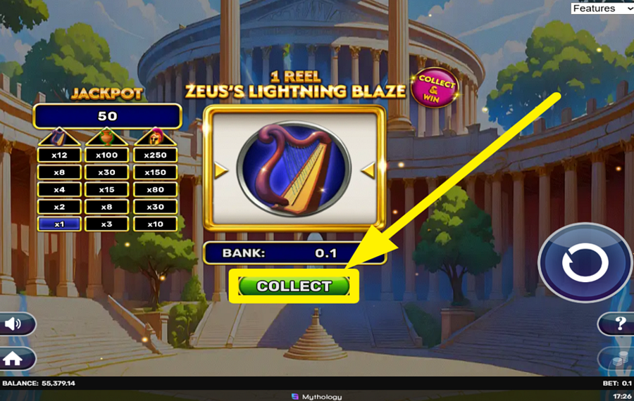1 Reel Zeuss Lightning Blaze HOLEN SIE SICH IHREN GEWINN AB.