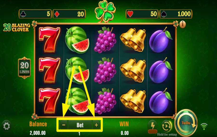 20 Blazing Clover УСТАНОВИТЕ СВОЮ СТАВКУ.