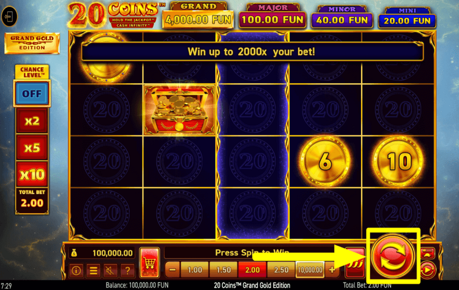 20 Coins Grand Gold Edition PUNTA AI PREMI.