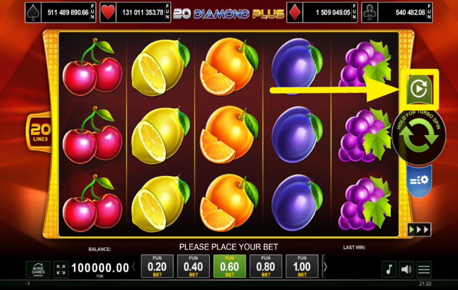 20 Diamond Plus USE THE AUTOPLAY FEATURE.