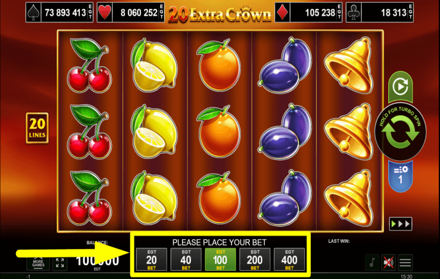 20 Extra Crown PLATZIEREN SIE IHRE WETTE.