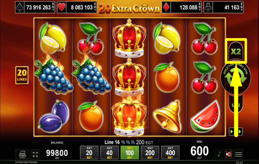 20 Extra Crown WEITER ZUM SPIELEN.