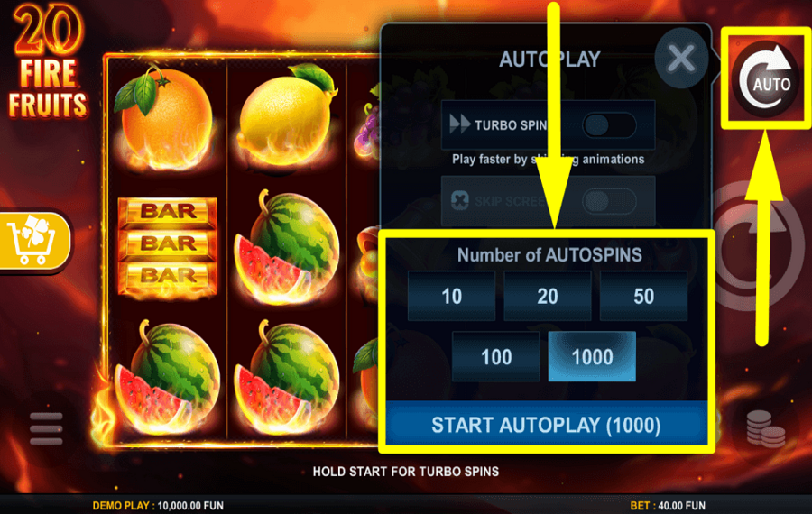 20 Fire Fruits START AUTOPLAY.