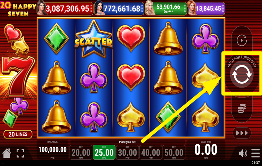 20 Happy Seven SPIN TO WIN!