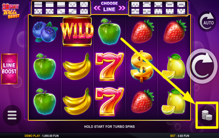 20 Hot Wilds Boost SET YOUR STAKE.