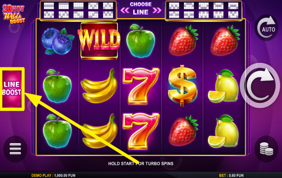 20 Hot Wilds Boost ACTIVATE THE LINE BOOST FEATURE.