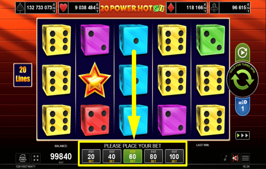 20 Power Hot Dice REALIZA TU APUESTA TOTAL.
