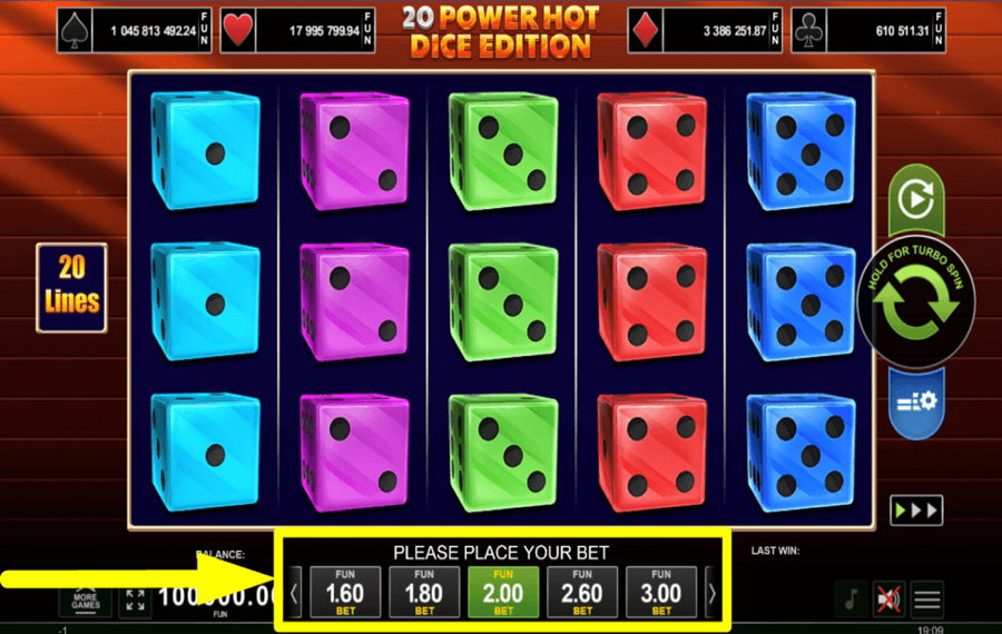 20 Power Hot Dice Edition SETZEN SIE DEN EINSATZ.