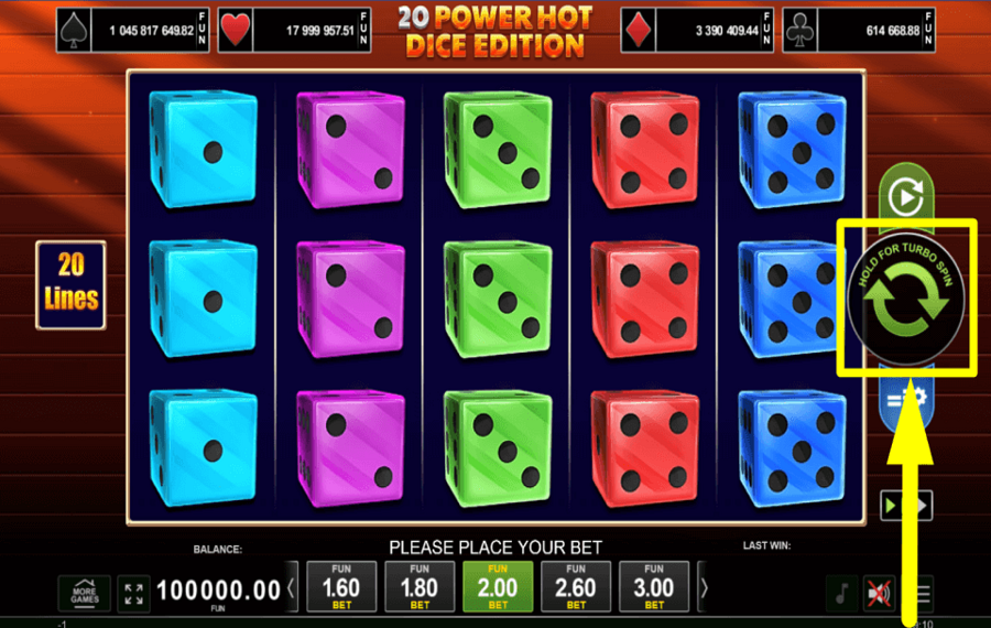 20 Power Hot Dice Edition BEGINNEN SIE MIT DEM SPIELEN.