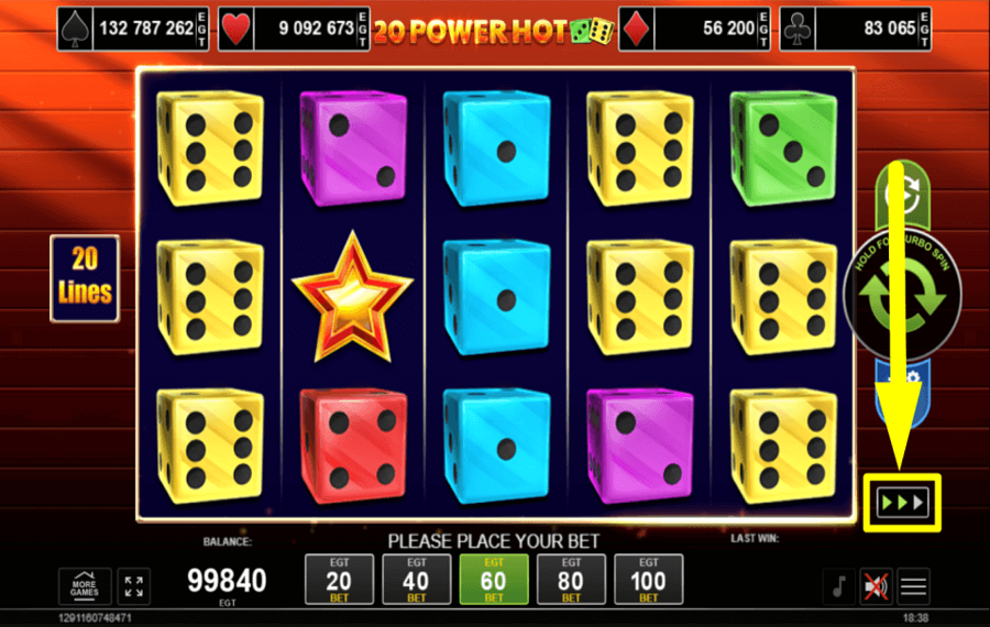 20 Power Hot Dice UTILICE GIROS TURBO.