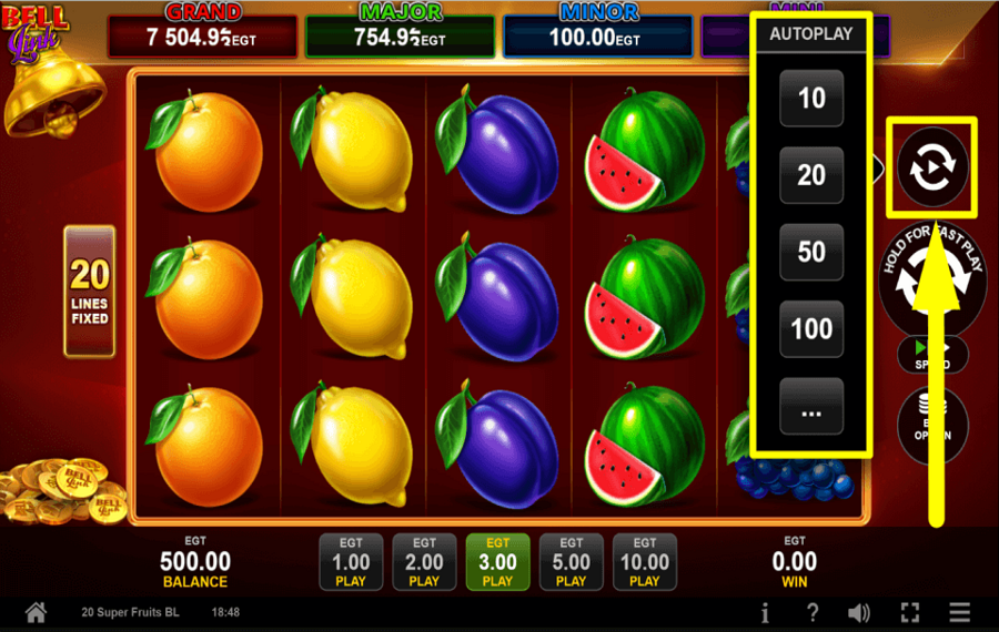 20 Super Fruits Bell Link SET AUTOMATIC SPINS.