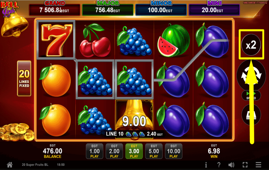 20 Super Fruits Bell Link STAKE YOUR WINS.