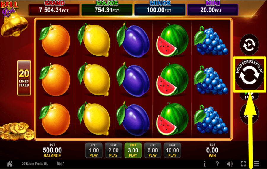 20 Super Fruits Bell Link SPIN THE REELS.