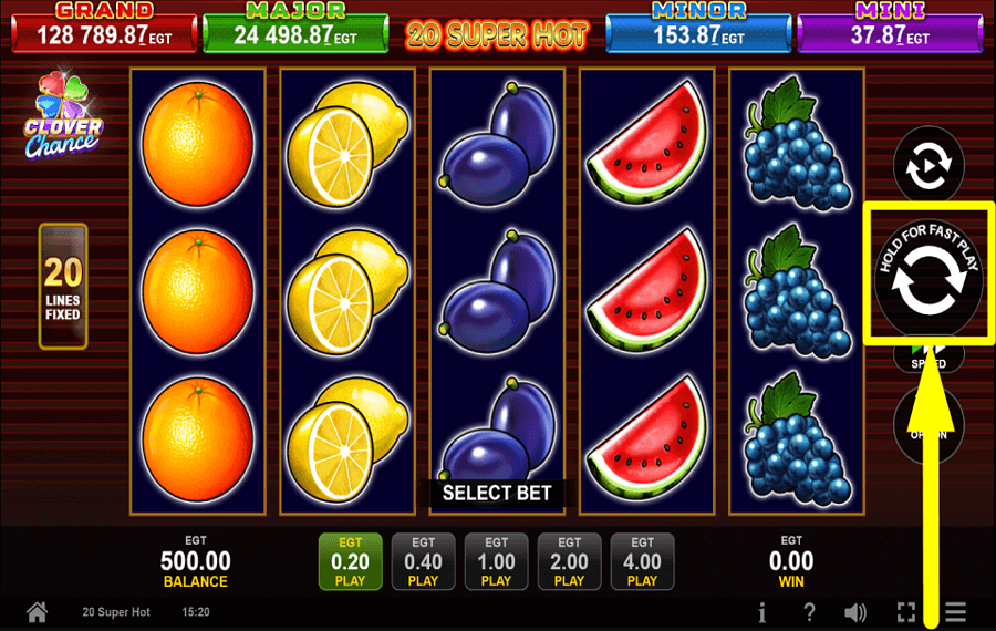 20 Super Hot Clover Chance BEGIN PLAYING THE GAME.