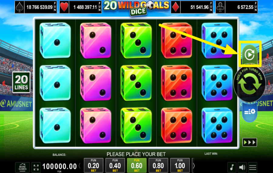 20 Wild Goals Dice ATTIVA LA RIPRODUZIONE AUTOMATICA.