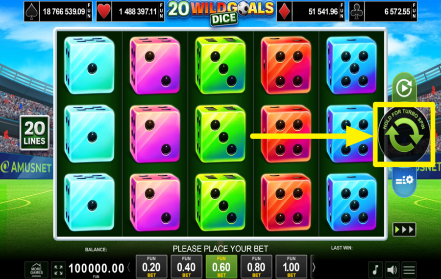 20 Wild Goals Dice GIRA PER IL SUCCESSO!