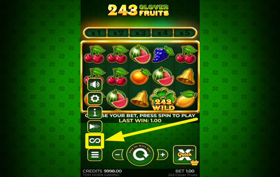 243 Clover Fruits ВКЛЮЧИТЕ АВТОМАТИЧЕСКОЕ ВОСПРОИЗВЕДЕНИЕ.