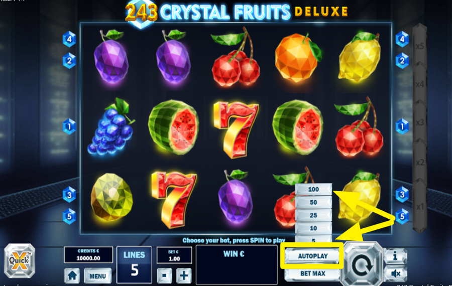 243 Crystal Fruits Deluxe CHOISISSEZ ET DÉMARREZ LA JEU AUTOMATIQUE.
