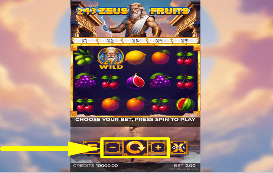 243 Zeus Fruits WÄHLE DEINEN EINSATZ.