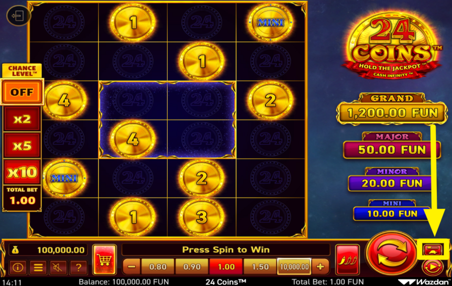 24 Coins УСИЛЕНИЕ ИГРЫ.