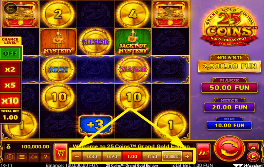 25 Coins Grand Gold Edition DECIDE ON YOUR STAKE.