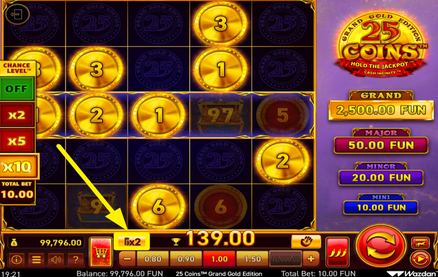 25 Coins Grand Gold Edition GAMBLE YOUR WIN.