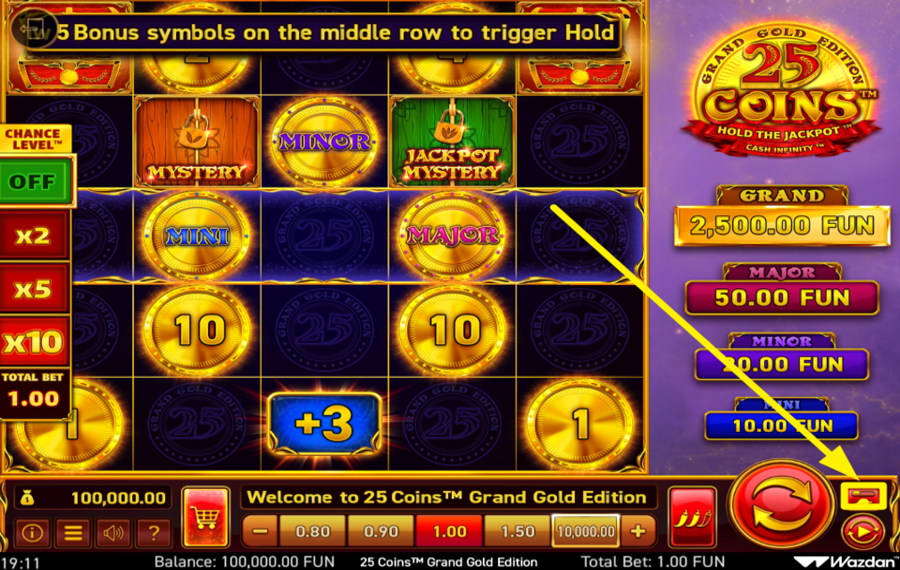25 Coins Grand Gold Edition AMP UP THE GAME.