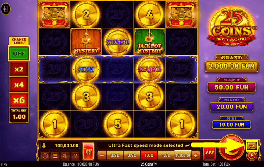 25 Coins USE FAST SPINS.