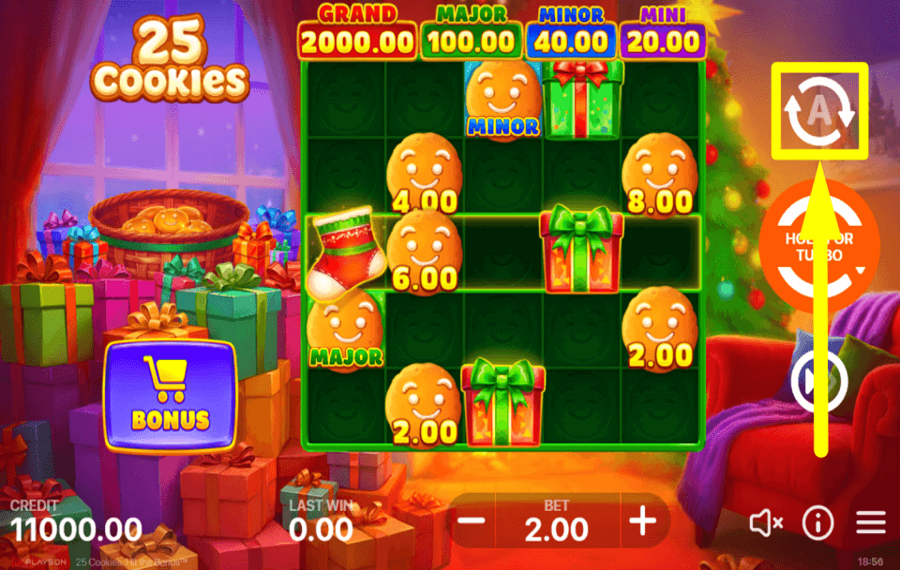 25 Cookies Hit the Bonus GIRAR AUTOMÁTICAMENTE.