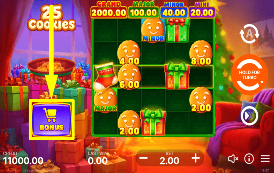 25 Cookies Hit the Bonus CONFIGURAR JUEGOS DE BONIFICACIÓN.