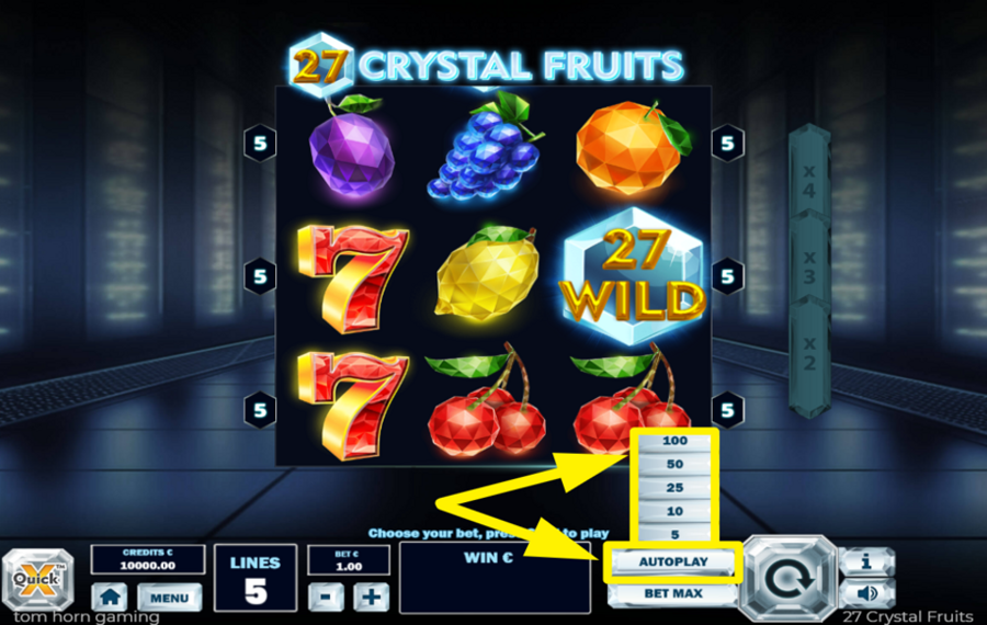 27 Crystal Fruits ВРАЩАЙТЕ БАРАБАНОВЫ АВТОМАТИЧЕСКИ.