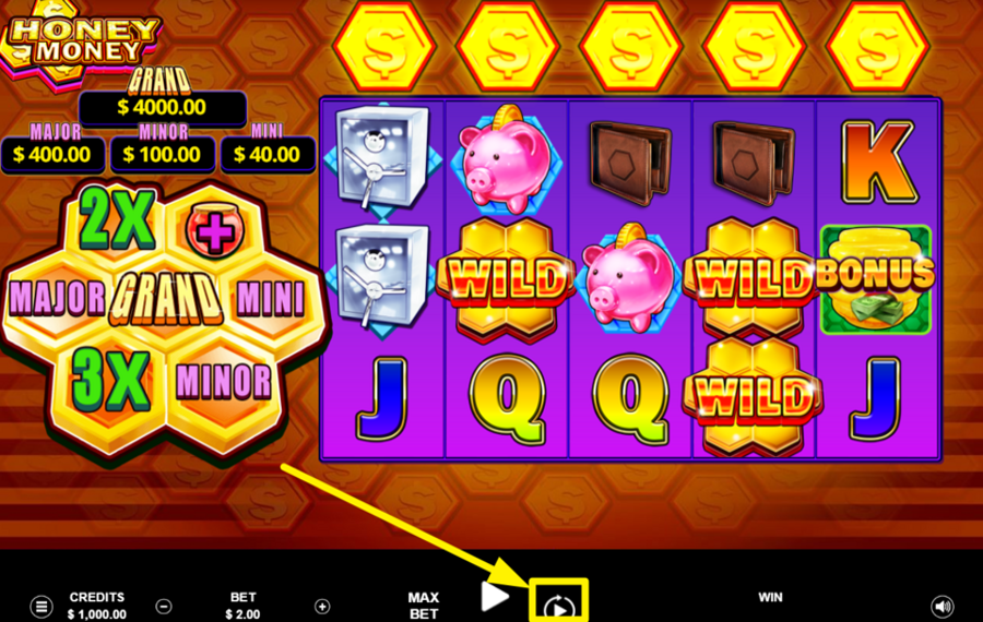 2By2 Gaming Honey Money UTILIZZA LA RIPRODUZIONE AUTOMATICA.