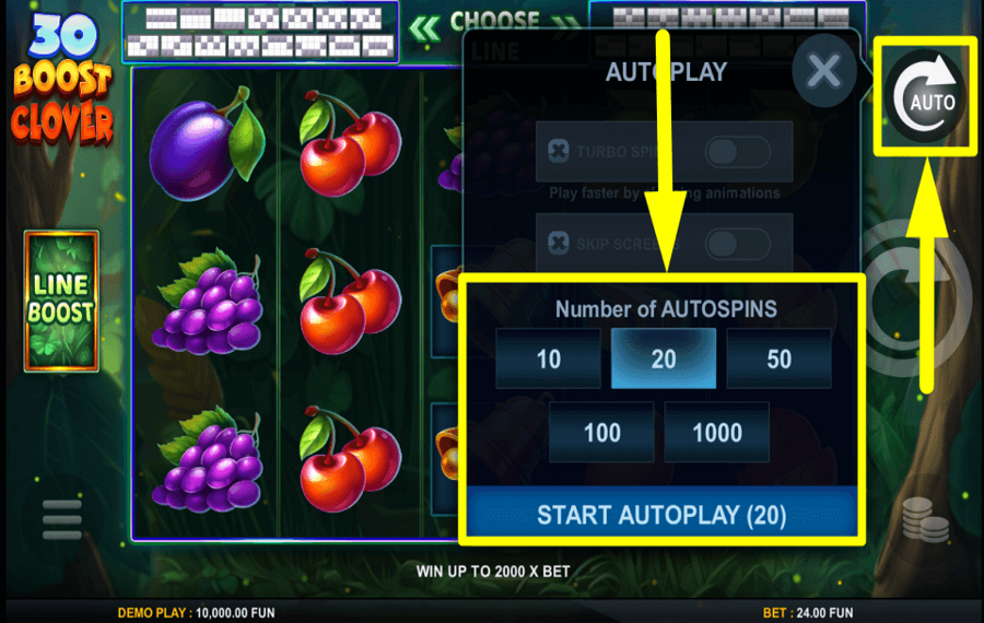 30 Boost Clover CONTINUE AUTOMATICALLY.