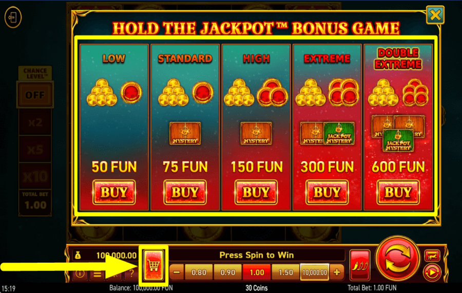 30 Coins BUY BONUS GAMES.