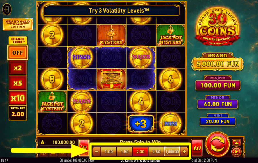 30 Coins Grand Gold Edition ASSIGN YOUR WAGER.