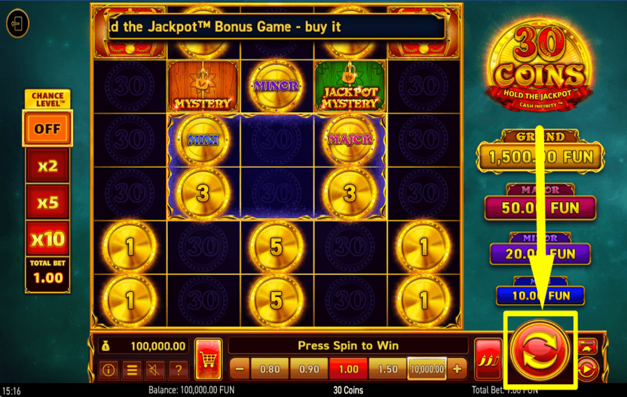 30 Coins GO FOR A SPIN.