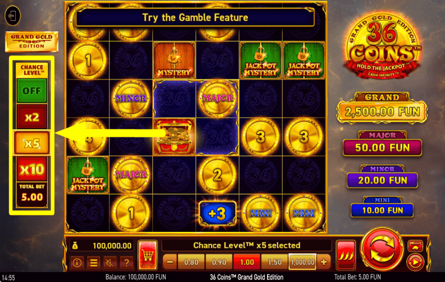 36 Coins Grand Gold Edition AUMENTA LE PROBABILITÀ.