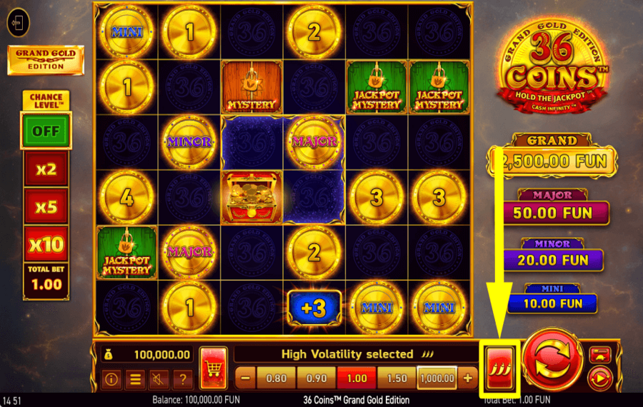 36 Coins Grand Gold Edition REGOLARE LA VOLATILITÀ.