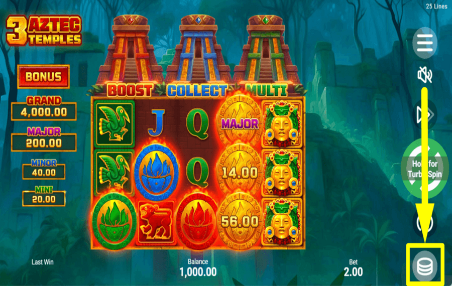 3 Aztec Temples CHOOSE THE WAGER.