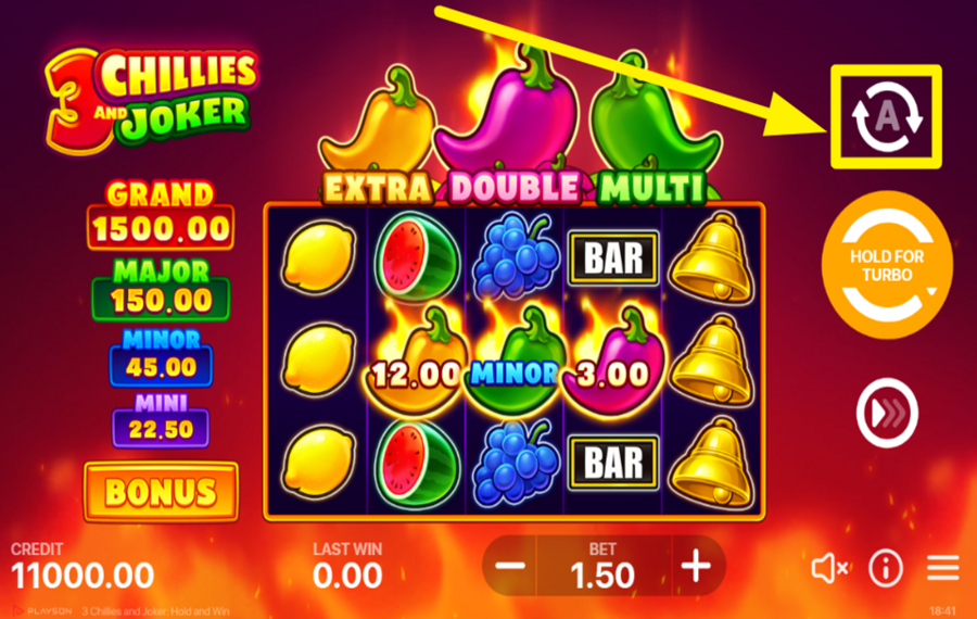 3 Chillies and Joker VERWENDEN SIE DIE AUTOPLAY-FUNKTION.