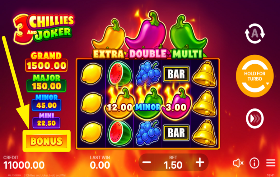 3 Chillies and Joker STARTEN SIE DAS BONUSSPIEL!