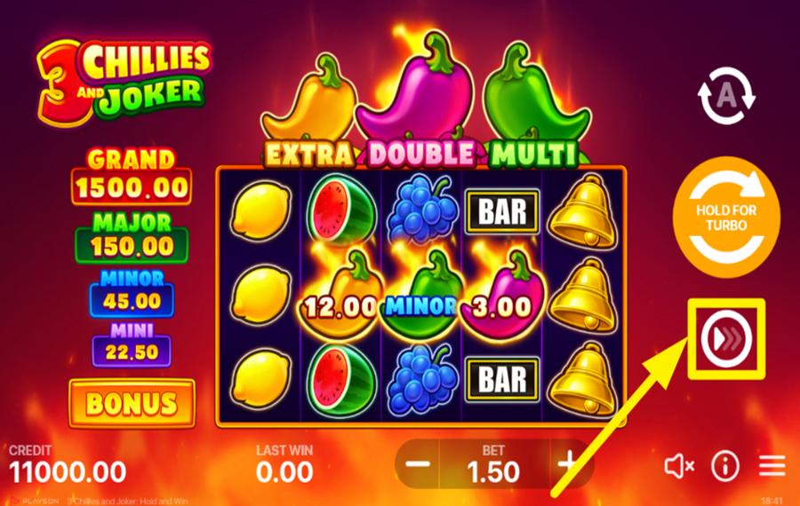 3 Chillies and Joker ÄNDERN SIE DIE GESCHWINDIGKEIT.