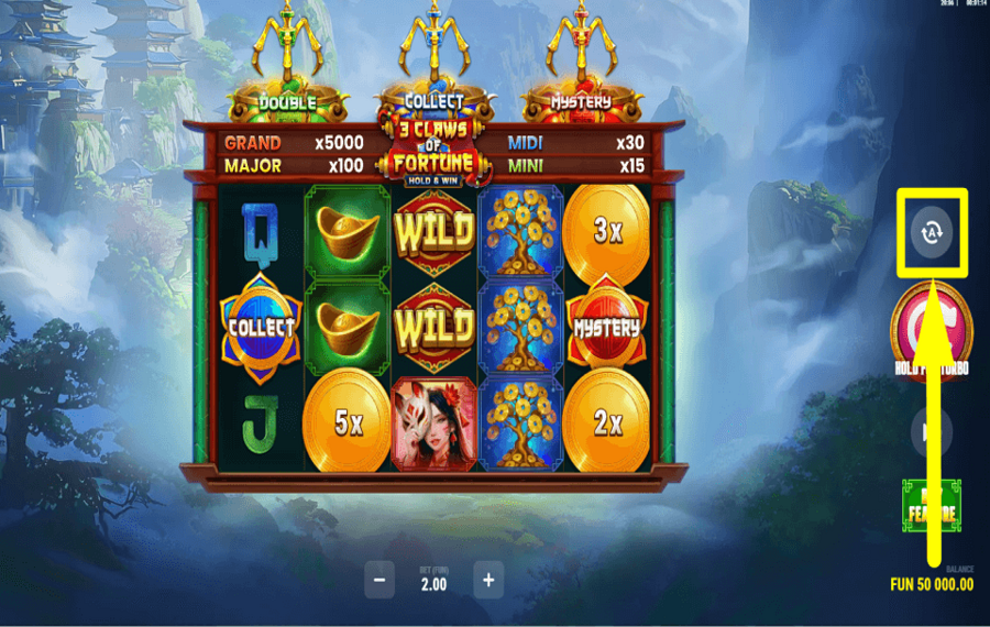 3 Claws of Fortune GIRAR AUTOMÁTICAMENTE.