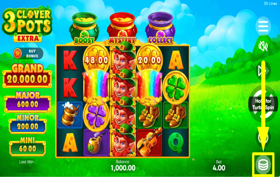 3 Clover Pots Extra ВЫБЕРИТЕ СВОЮ СТАВКУ.