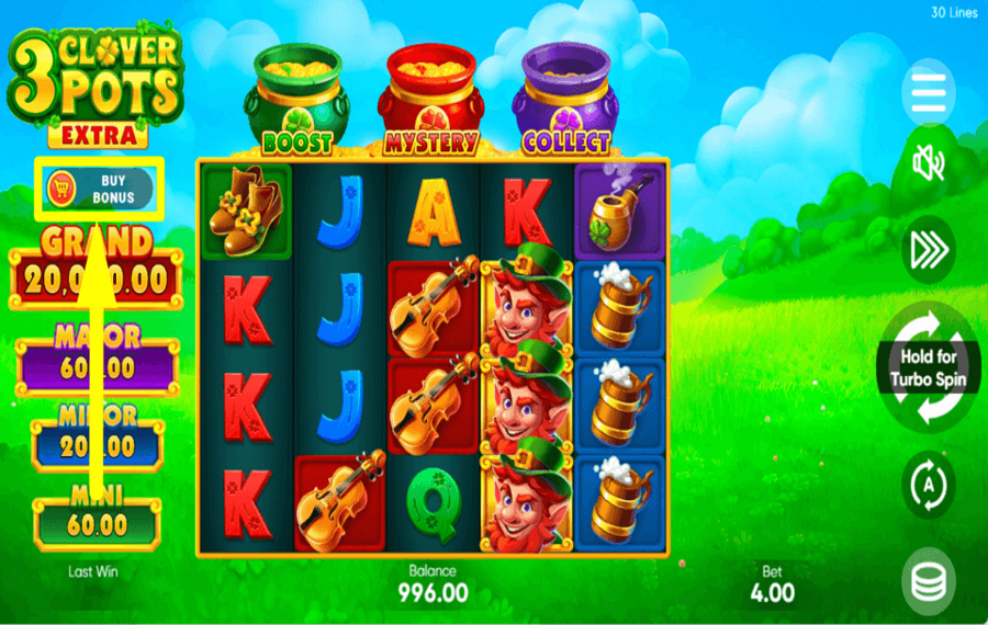 3 Clover Pots Extra ПОЛУЧАЙТЕ БОНУСЫ.