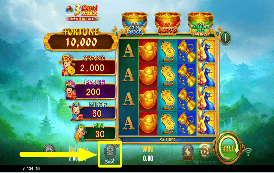 3 Coin Golden Peacock ELIGE LA ESTACA.
